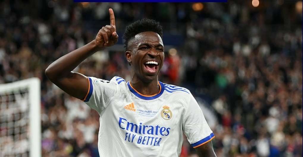 Vinicius Jr mencetak satu-satunya gol kemenangan Real Madrid atas Liverpool di final Liga Champions 2021-2022. (Foto: Twitter/@ChampionsLeague)