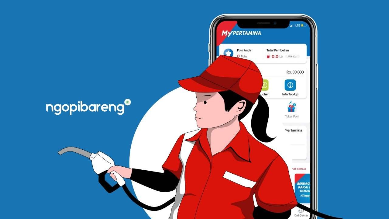 Aplikasi MyPertamina untuk mendaftar beli bahan bakar minyak BBM jenis Pertalite dan Solar. (Grafis: Fa Vidhi/Ngopibareng.id)