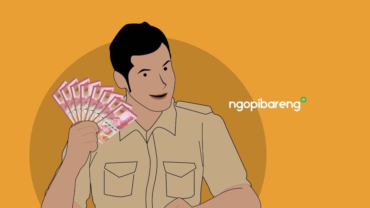 Ilustrasi gaji ke-13 bagi aparatur sipil negara (ASN) hingga pensiunan mulai cair hari ini, Jumat 1 Juli 2022. (Grafis: Fa Vidhi/Ngopibareng.id)