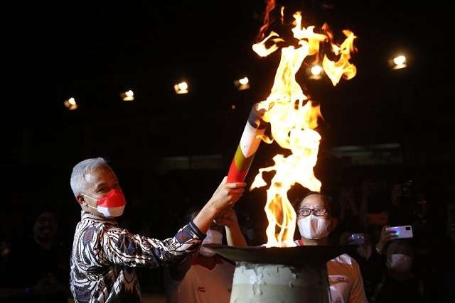 Gubernur Jawa Tengah Ganjar Pranowo dalam pembukaan Pekan Special Olympics Nasional (PeSOnas) 2022 di Holy Stadium, Kota Semarang, Senin 4 Juni 2022 malam. (Foto: Istimewa)