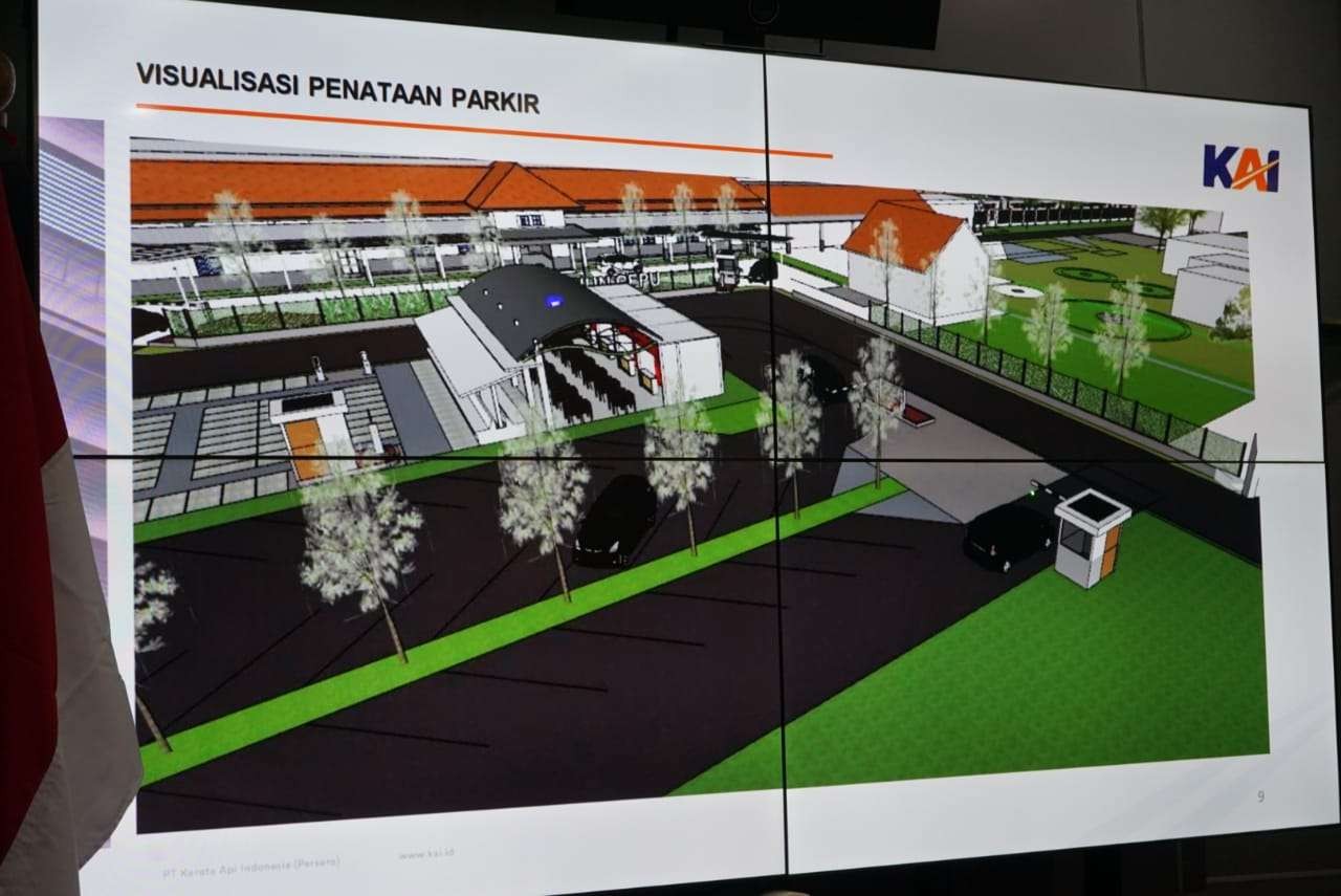 Visualisasi penataan parkir Stasiun Besar Kereta Api di Cepu. (Foto: Istimewa)