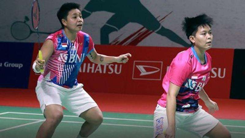 Ganda putri Indonesia, Apriyani Rahayu/Siti Fadia Silva Ramadhanti lolos ke final usai mengalahkan wakil Thailand, Supassara Paewsampran/Puttita Supajirakul di Singapura Open 2022. (Foto: Ant)