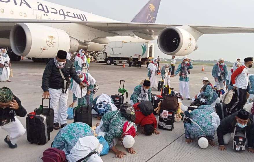 Jemaah haji kloter pertama asal Kabupaten Tuban tiba di Debarkasi Surabaya (Foto: dok. Kemenag Tuban)