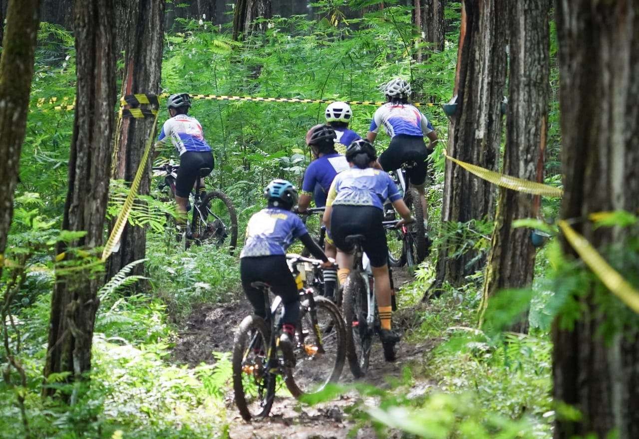 Para pembalap melintasi agathis forest track (foto: istimewa)