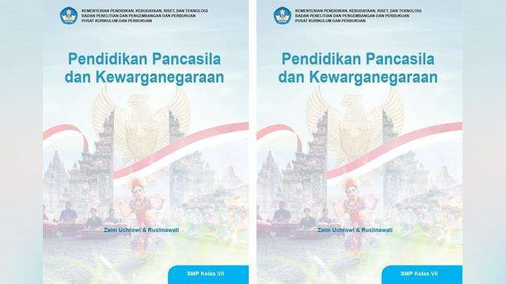 Buku Pendidikan Pancasila dan Kewarganegaraan (PPKn) kelas VII yang diterbitkan Kemendikbudristek tahun 2021. (Foto: Dokumentasi Kemendikbudristek)