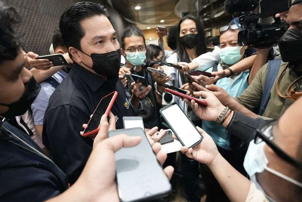 Menteri Badan Usaha Milik Negara (BUMN) Erick Thohir usai mengisi seminar Asosiasi Media Siber Indonesia (AMSI) DKI Jakarta. (Foto: ist)