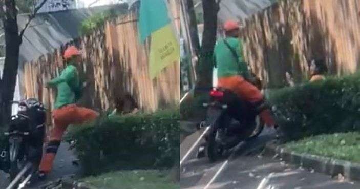 Tangkapan layar dari video penganiayaan yang dilakukan oleh petugas PPSU di Kemang.(Foto: Instagram)