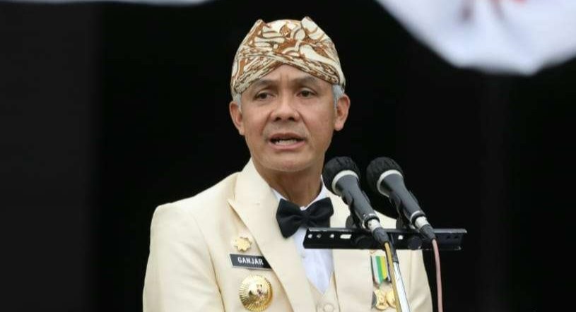 Gubernur Jawa Tengah, Ganjar Pranowo, membeberkan capaian pembangunan infrastruktur di Jateng saat memberikan sambutan di acara HUT ke-72 Provinsi Jateng. (Foto: dok Humas Pemprov Jateng)