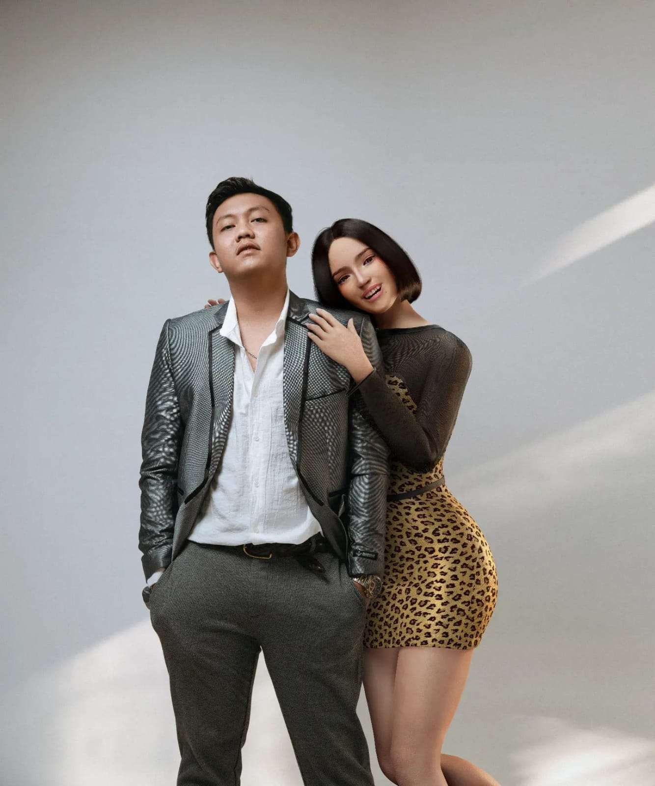 Denny Caknan bersama Caca atau penyanyi dangdut MetaHuman yang terlibat dalam project barunya UUD (Ujung-Ujungnya Dangdut).(Foto: Instagram @denny_caknan)