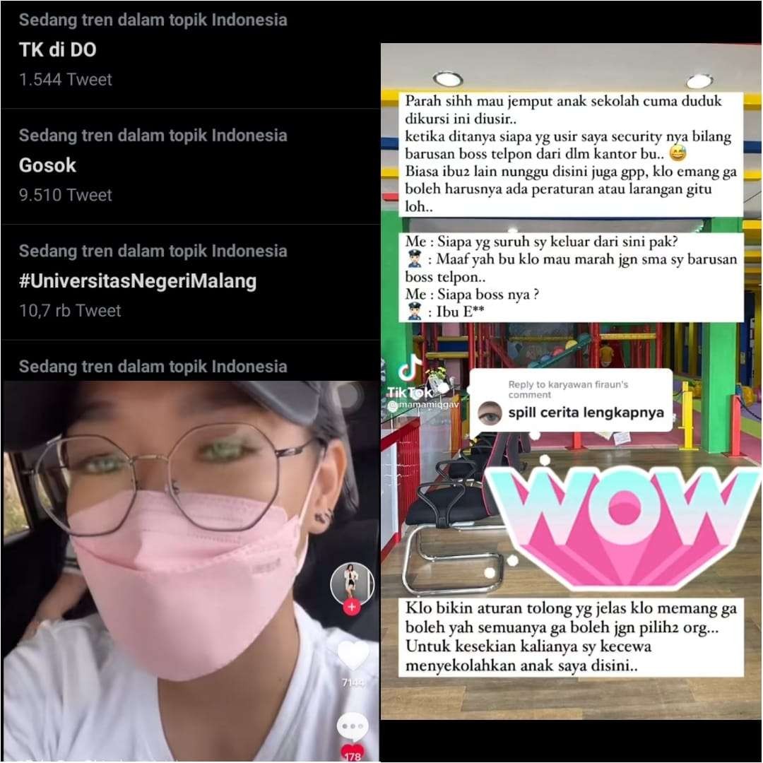 Anak TK di-DO trending di Twitter. (Foto: Tangkapan layar TikTok dan Twitter)