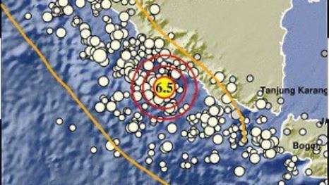 Gempa magnitudo 6,5 guncang Bengkulu. (Foto: BMKG)