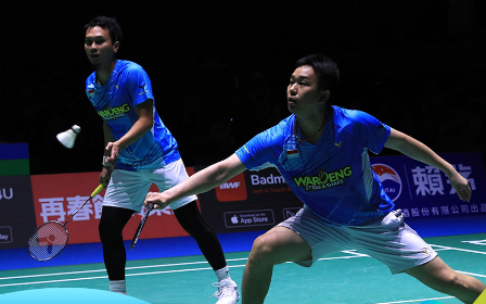 Mohammad Ahsan/Hendra Setiawan memastikan tiket ke final Kejuaraan Dunia Bulutangkis 2022. (Foto: Twitter PBSI)