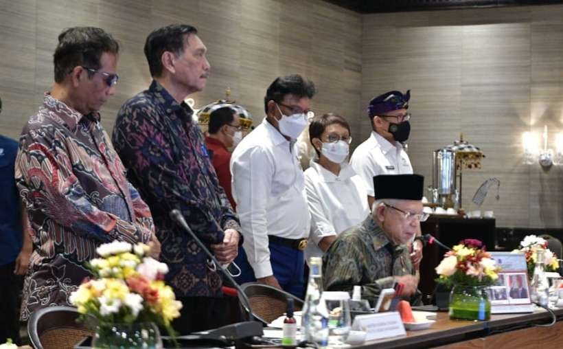 Wapres KH Ma'ruf Amin saat meninjau salah satu venue KTT G20 di Hotel The Apurva Kempinski, Nusa Dua Bali pada Selasa 30 Agustus 2022. (Foto: Dokumentasi Setwapres)