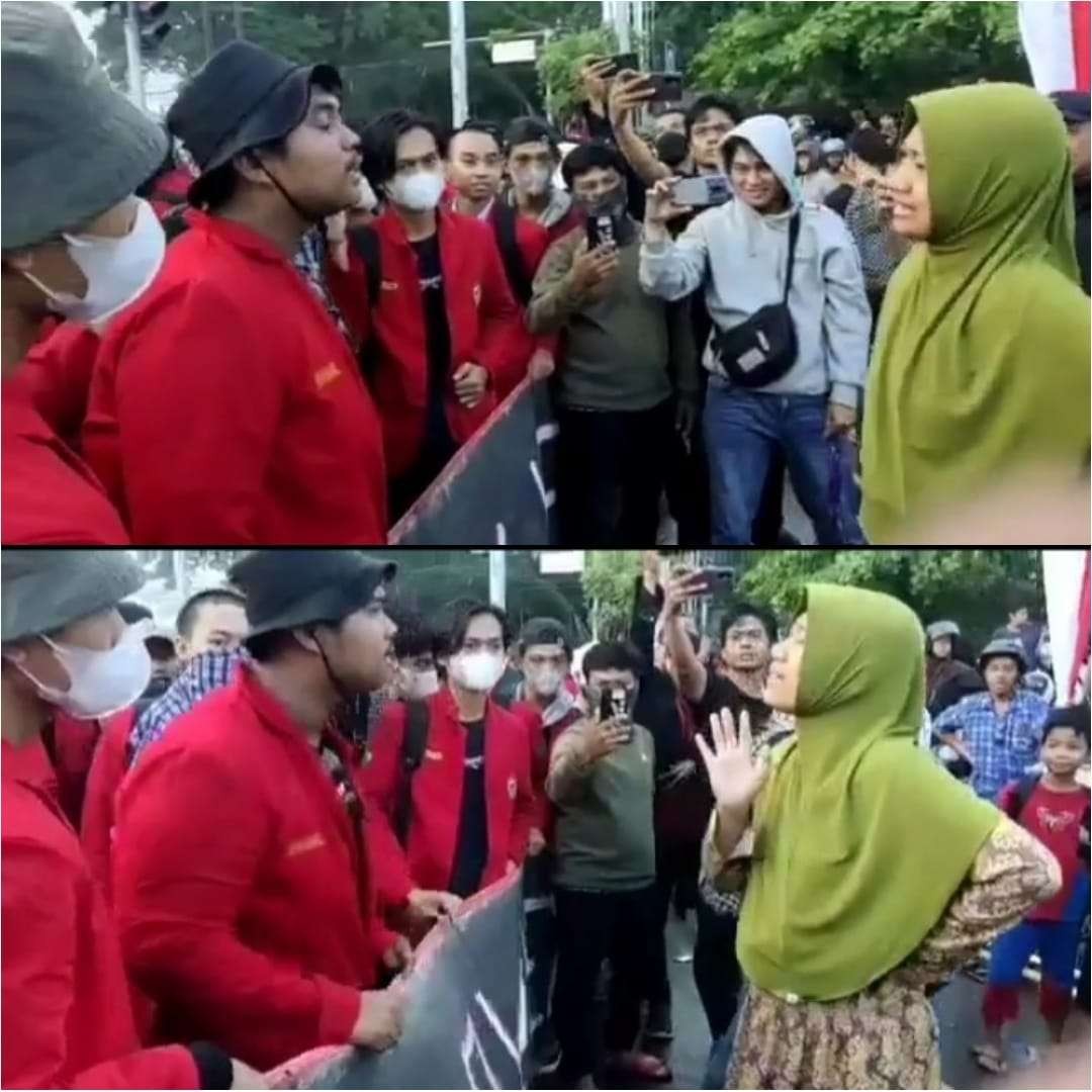 Heboh!Ibu-ibu Vs Mahasiswa Unhas Debat Saat Demo Tolak Kenaikan BBM.(Foto: Tangkapan layar Instagram)