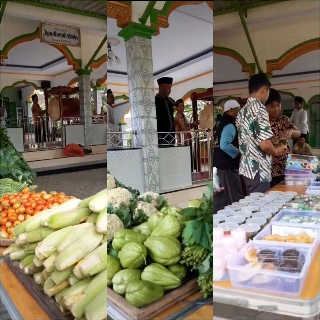 Masjid Khoiru Ummah Muntilan, Magelang, jawa Tengah, membagikan sedekah berubah sayur-sayuran hari Jumat, 9 September 2022. (Foto: Tangkapan layar TikTok)