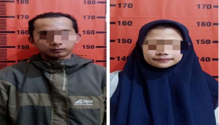 Pasangan suami istri siri asal Bondowoso diamankan polisi setelah menelantarkan bayi (Foto: Dokumentasi Polsek Sumbersari)