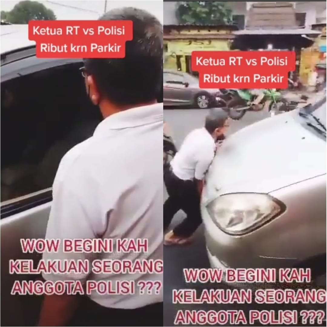 Perkara parkir mobil, viral video Ketua RT cekcok dengan pria diduga polisi. (Foto: Tangkapan layar TikTok)