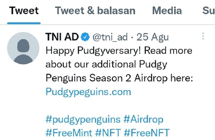 Akun Twitter TNI AD diretas penguin. (Foto: Tangkapan layar)