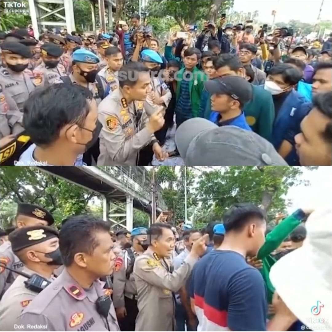 Kombes Setyo Emosi dan Beri Umpatan Kasar pada Mahasiswa Pendemo.(Foto: Tangkapan layar TikTok)