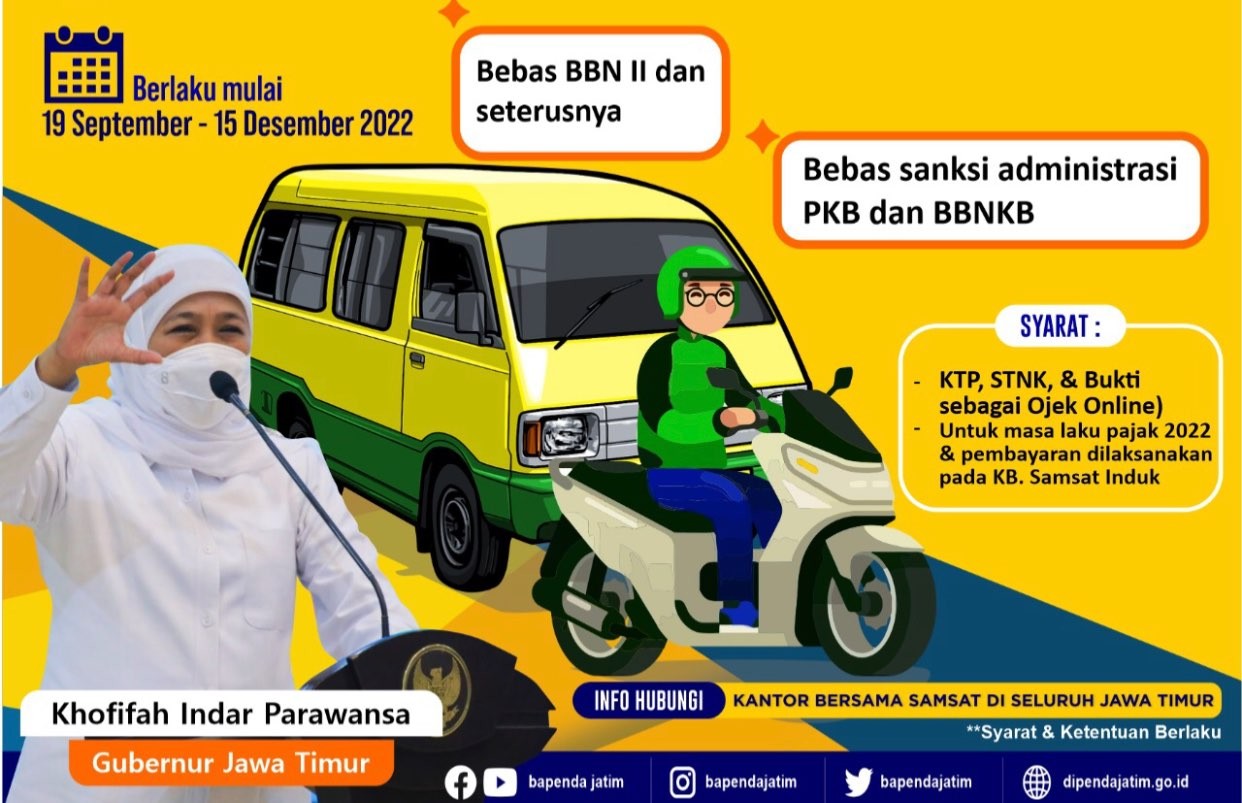 Pemutihan pajak kendaraan bagi ojek online dan mikrolet (Foto: dok. Humas Pemprov Jatim)