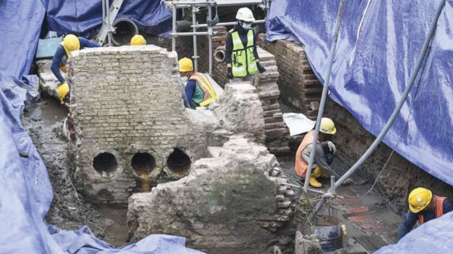 Temuan cagar budaya dalam proyek pembangunan MRT Glodok.(Foto: Antara)