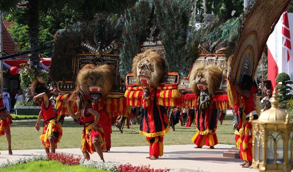 Penampilan seni Reog Ponorogo akan meramaikan Upacara HUT ke-77 Jatim. (Foto: Fariz Yarbo/Ngopibareng.id)