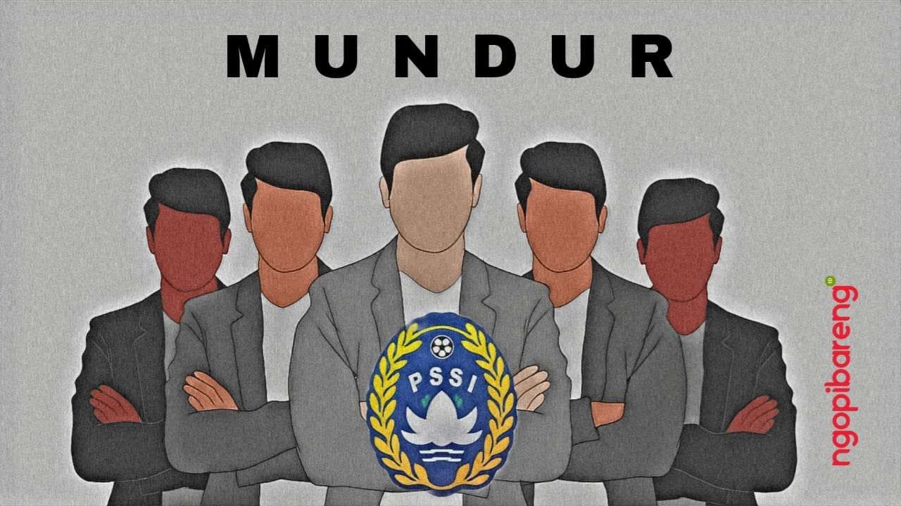 Ilustrasi pengurus PSSI harus mundur. (Grafis: Fa Vidhi/Ngopibareng.id)