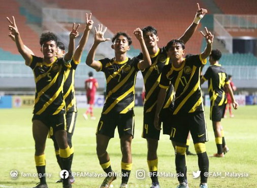 Timnas Malaysia melibas Indonesia 5-1, babak kualifikasi grup B Piala Asia 2023 di Stadion Pakansari, Kabupaten Bogor, Minggu 9 Oktober 2022. (Foto: Instagram @famalaysia)