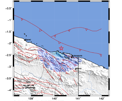 Gempa M 4,5 mengguncang Kota Jayapura, Papua, Senin 10 Oktober 2022. (Grafis: Twitter)