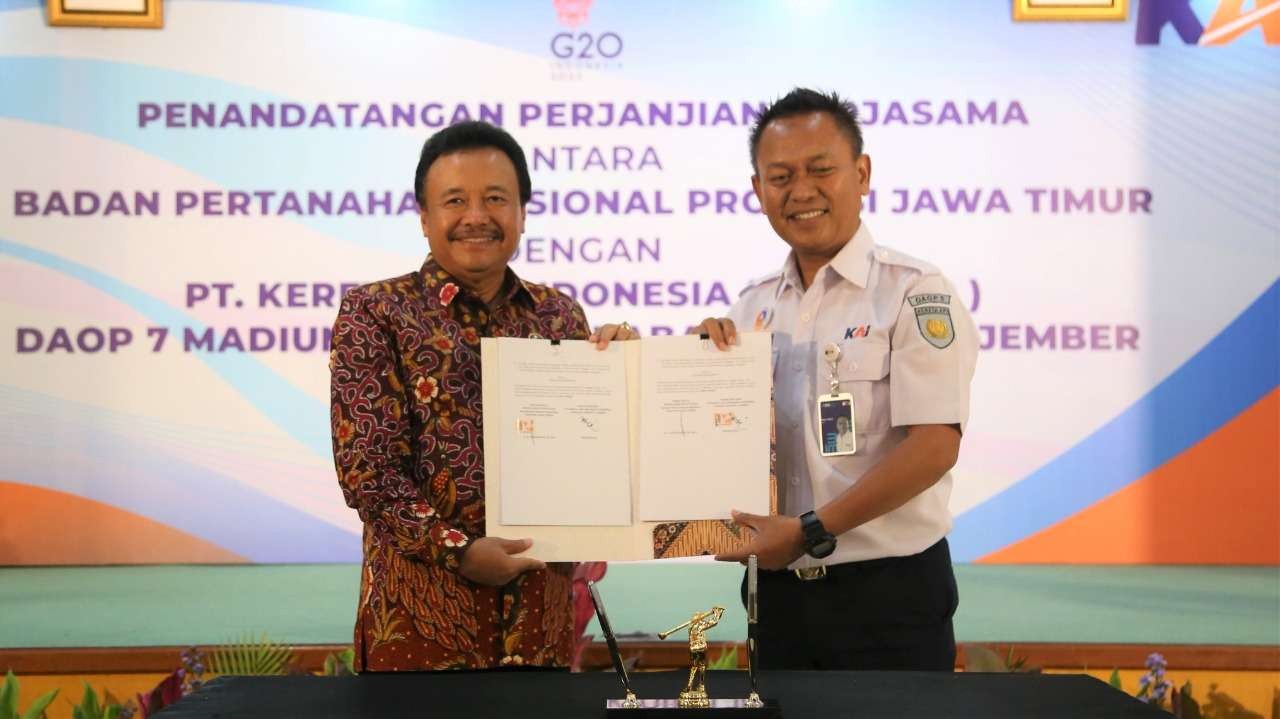 PT. KAI Daop 9 melakuakn PKS dengan BPN Provinsi Jawa Timur untuk sertifikasi aset (foto:istimewa)