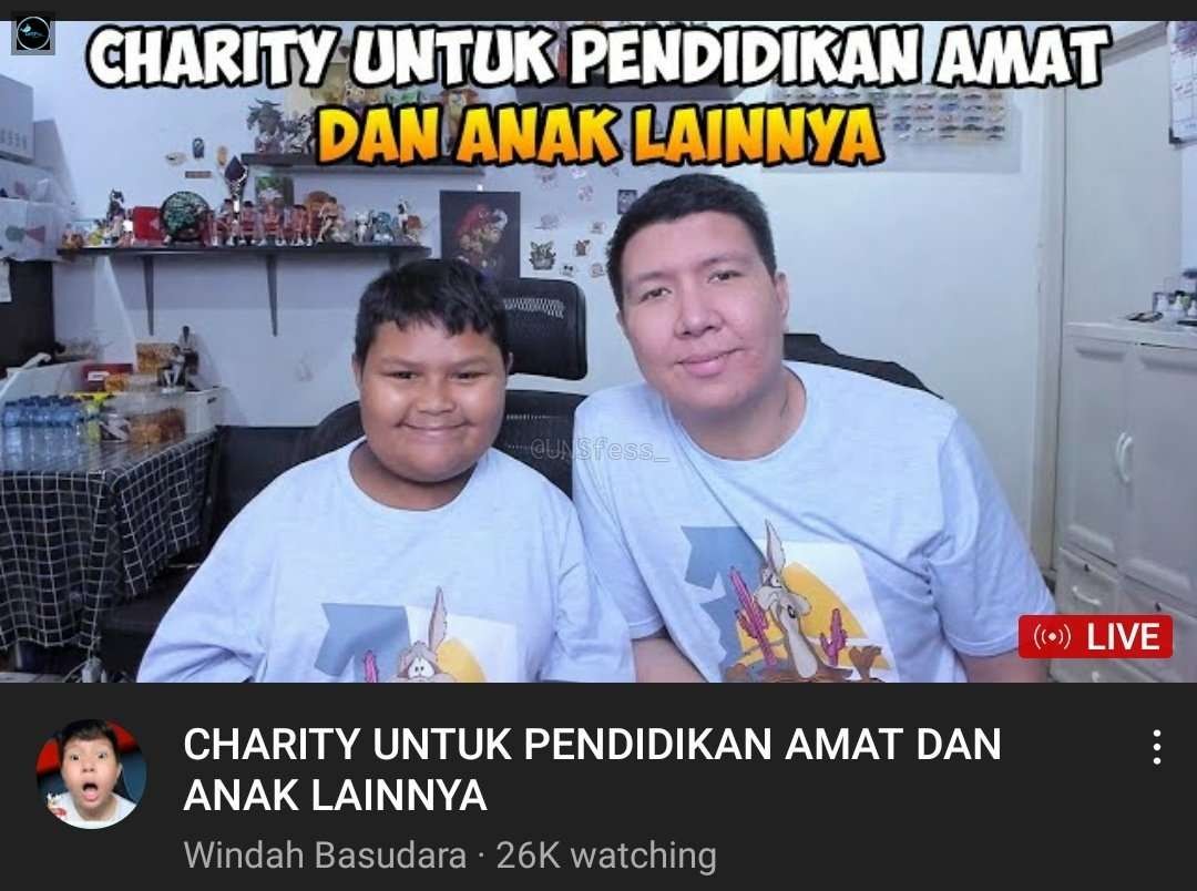 Youtuber Brando Franco Windah atau Windah Basudara menggelar siaran langsung selama tiga jam untuk mengumpulkan donasi pendidikan bagi Rahmat alias Amat "Okky Boy", bocah yang viral di media sosial, Selasa, 11 Oktober 2022. Okky Boy diketahui termasuk anak berkebutuhan khusus (ABK) dan putus sekolah. (Foto: YouTube/Windah Basudara)