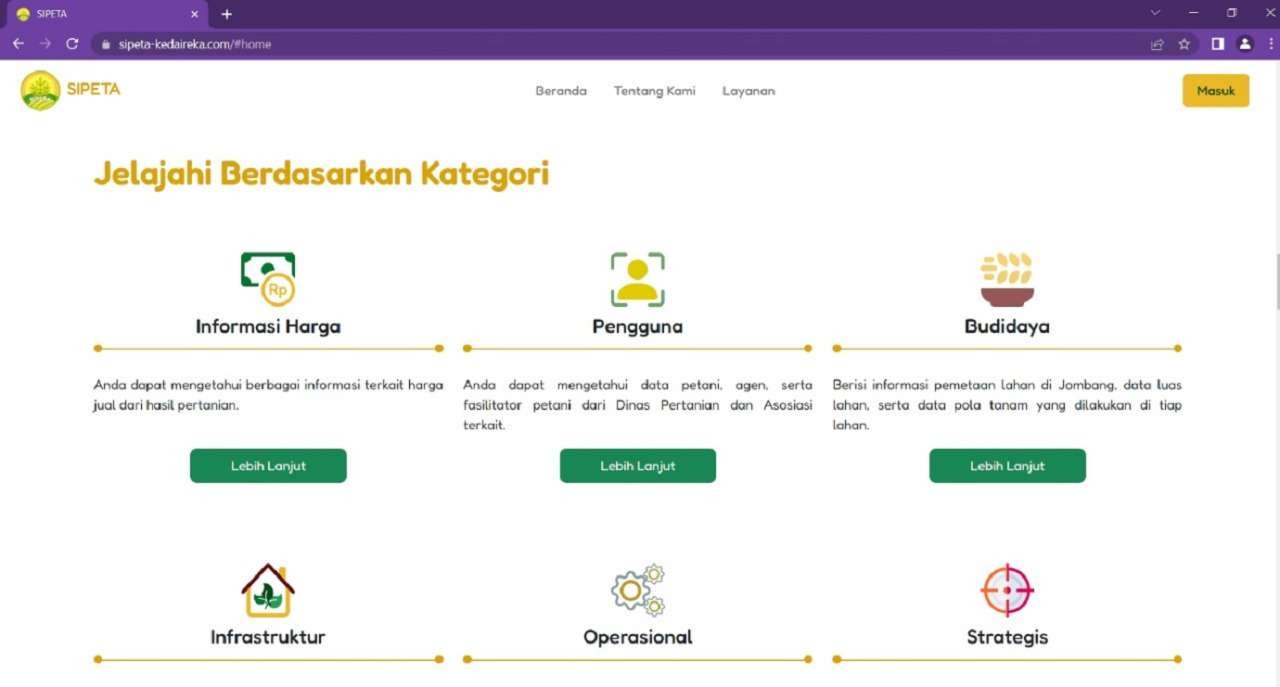 Aplikasi SIPETA yang dirancang ITS, untuk pemetaan lahan pertanian. (Foto: Dokumentasi ITS)