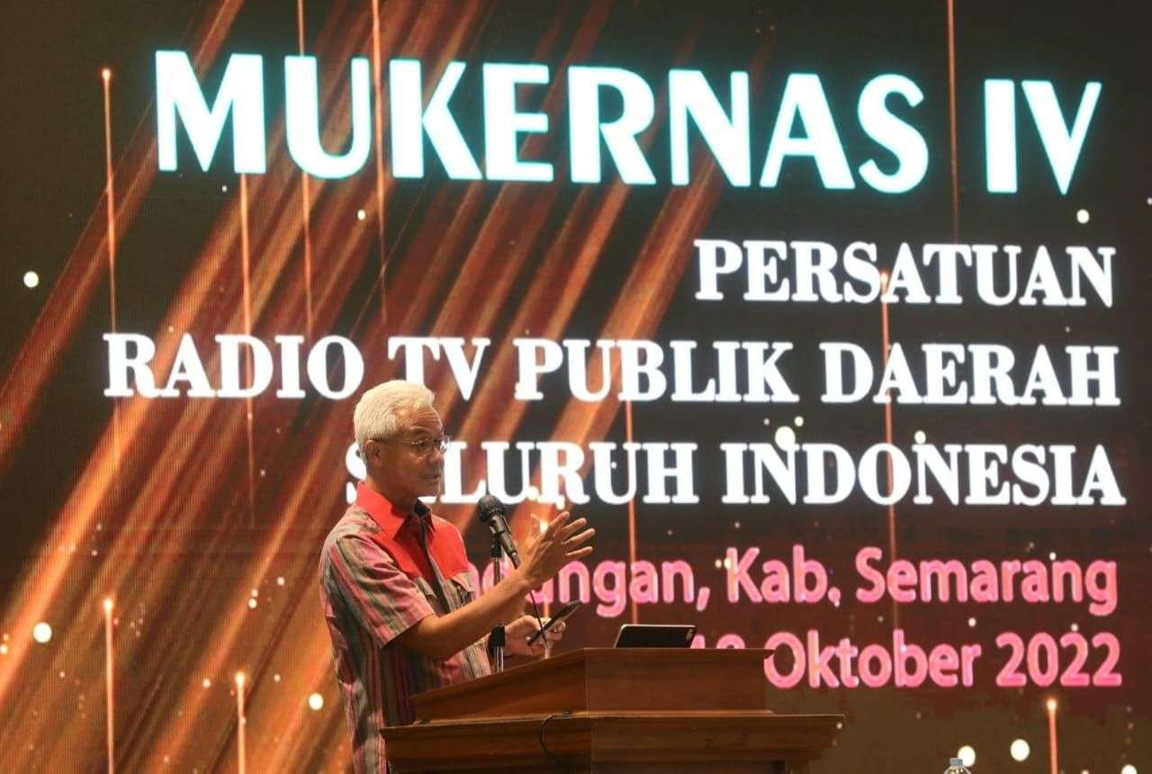 Gubernur Ganjar Pranowo mengatakan ada 4 topik utama dalam Muskernas IV Persatuan Radio TV Publik Daerah Seluruh Indonesia (Persada.id). (Foto: Istimewa)