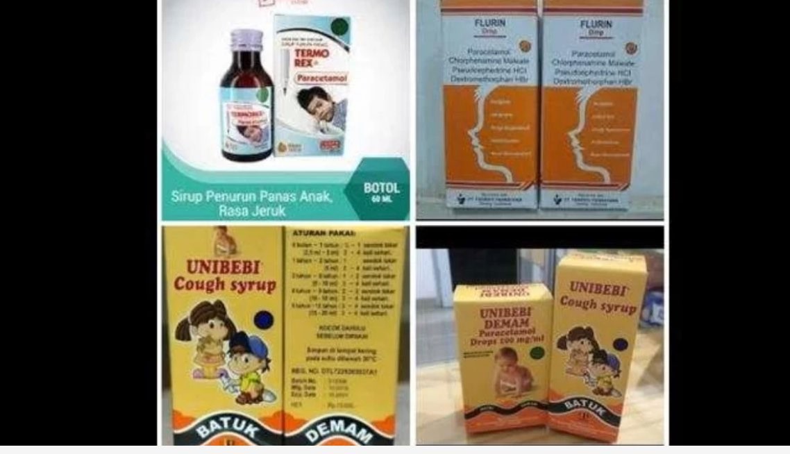 Sejumlah obat sirup yang ditarik dari apotek (Foto: dok. Ngopibareng.id)