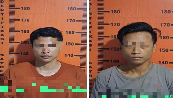 Dua pemuda berinisial WWT dan RHM diamankan polisi usai mengamuk hingga menyabetkan pedang. (Foto: Dokumentasi Polsek Panti, Jember)