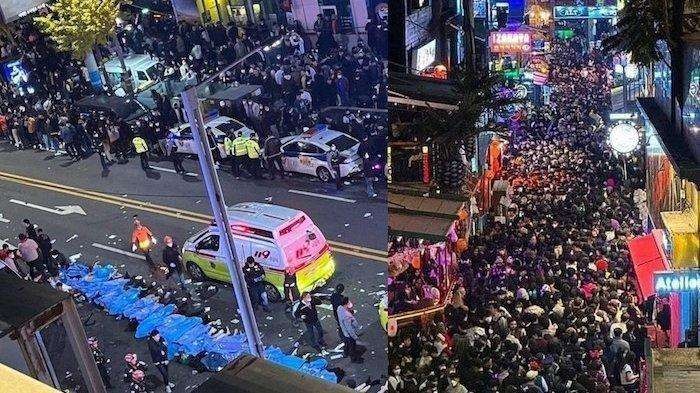 Suasana saat terjadi Tragedi Halloween Itaewon Korea Selatan. (Foto: abc)