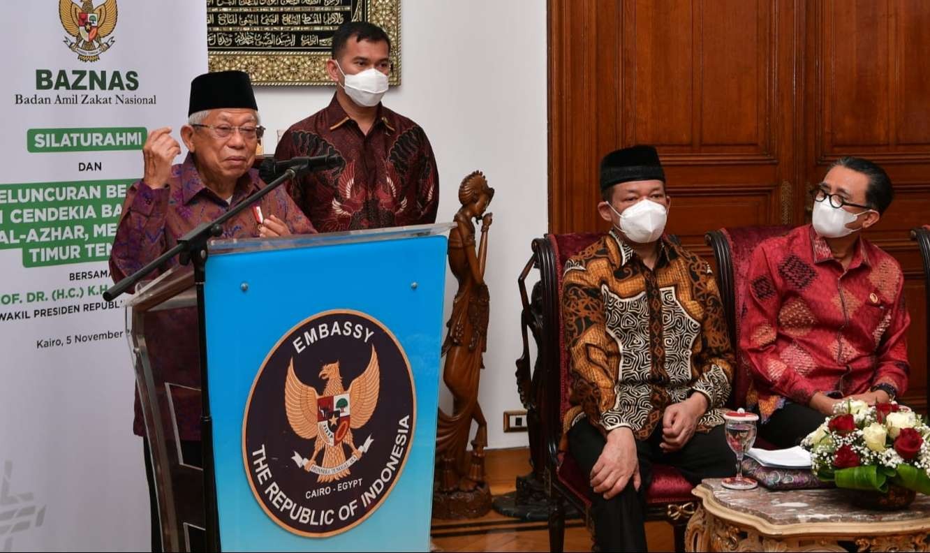 Wapres Ma'ruf Amin bertemu mahasiswa Indonesia di Mesir (Foto: BPMI Setwapres)