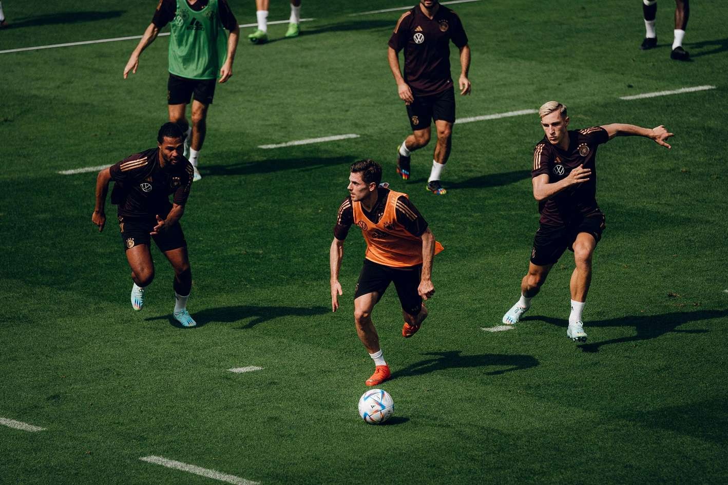 Para pemain Jerman saat latihan persiapan menghadapi Jepang pada matchday 1 Grup E Piala Dunia Qatar 2022. (Foto: Twitter/@DFB_Team_EN)