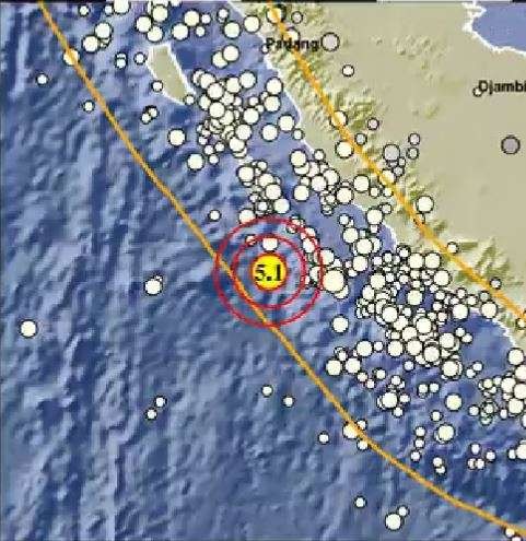 Gempa Magnitudo 5,1 guncang Mukomuko, Kabupaten Bengkulu, Kamis 24 November 2022. (Foto: Twitter BMKG)