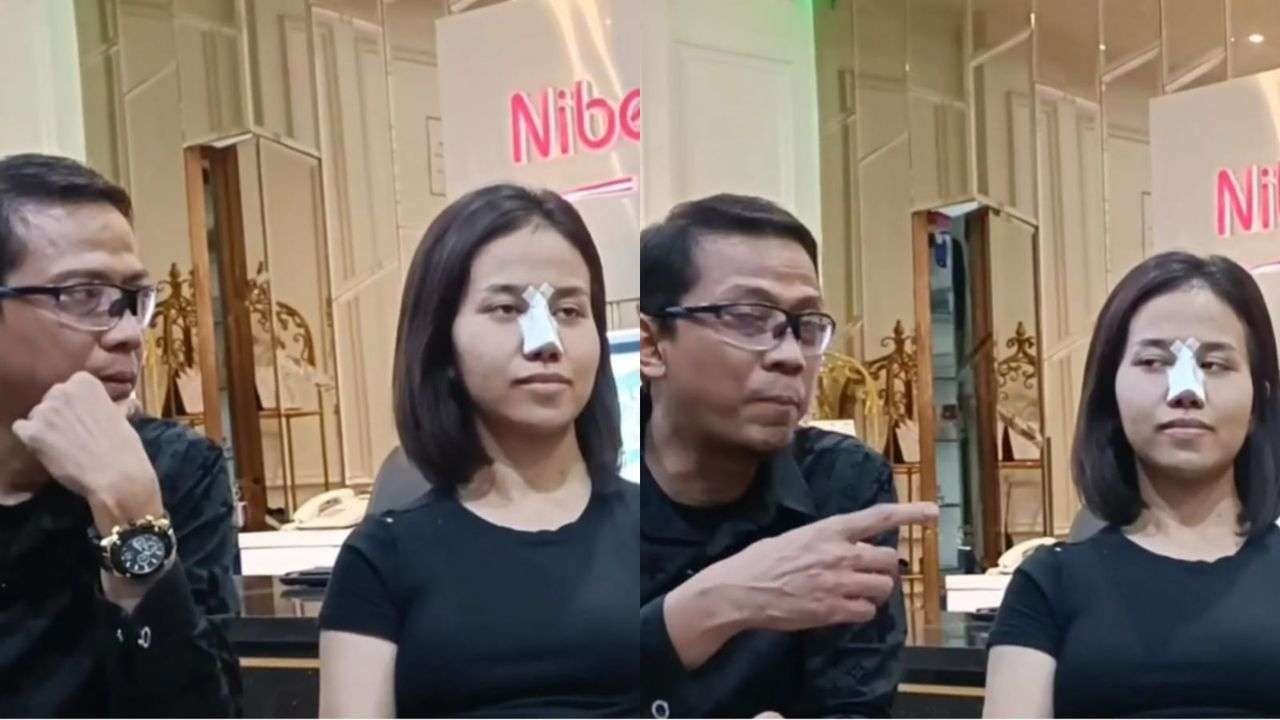 Mayang, adik Vanessa Angel, ditemani sang ayah, Doddy Sudrajat, melakukan operasi hidung demi penampilan baru. (Foto: Instagram @doddy_soedrajat1/@mayaang.lucyaana)