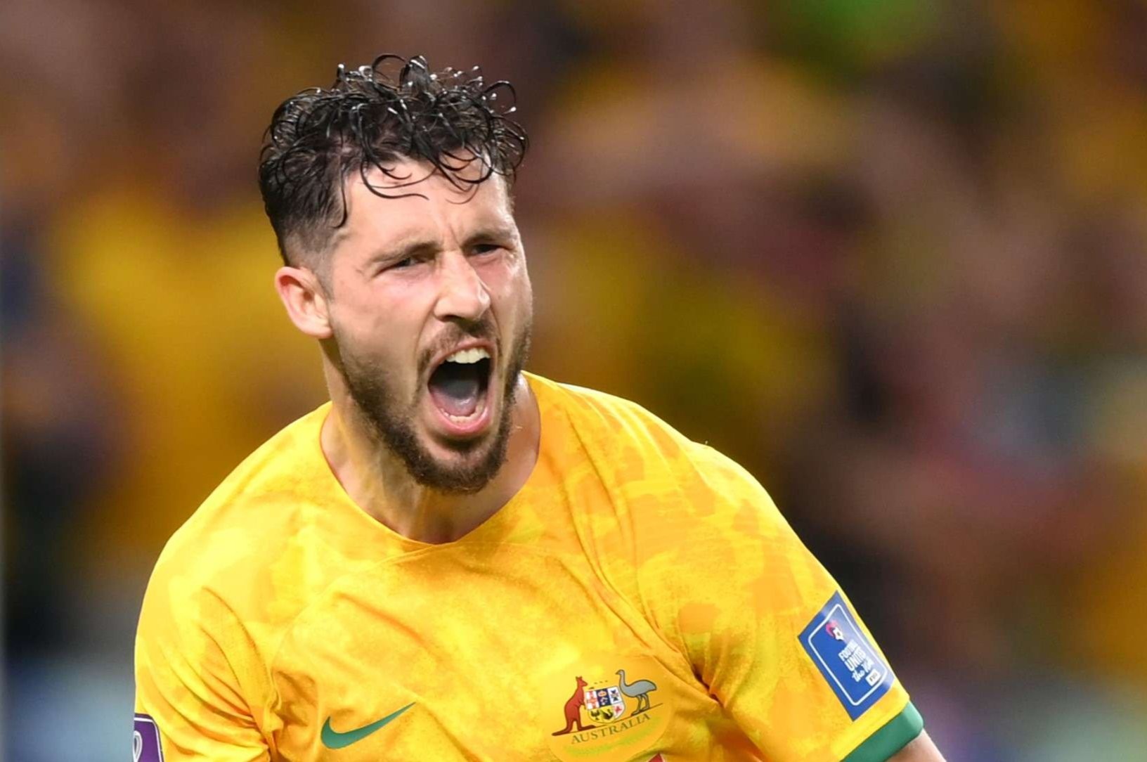 Mathew Leckie, pencetak gol tunggal bagi Australia dan mengantarkan Australia lolos ke babak 16 besar untuk pertama kalinya. (Foto: Twitter/@FIFAWorldCup)