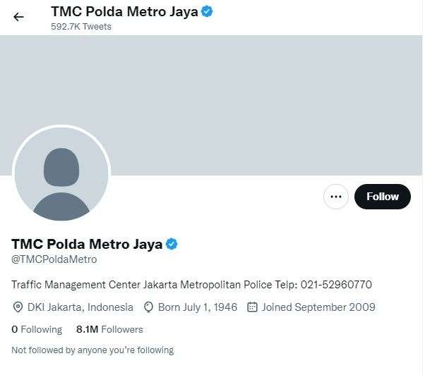 Penampilan akun Twitter TMC Polda Metro Jaya setelah dihack, diduga pelakunya pemilik aplikasi crypto.  (Foto: Tangkapan layar)