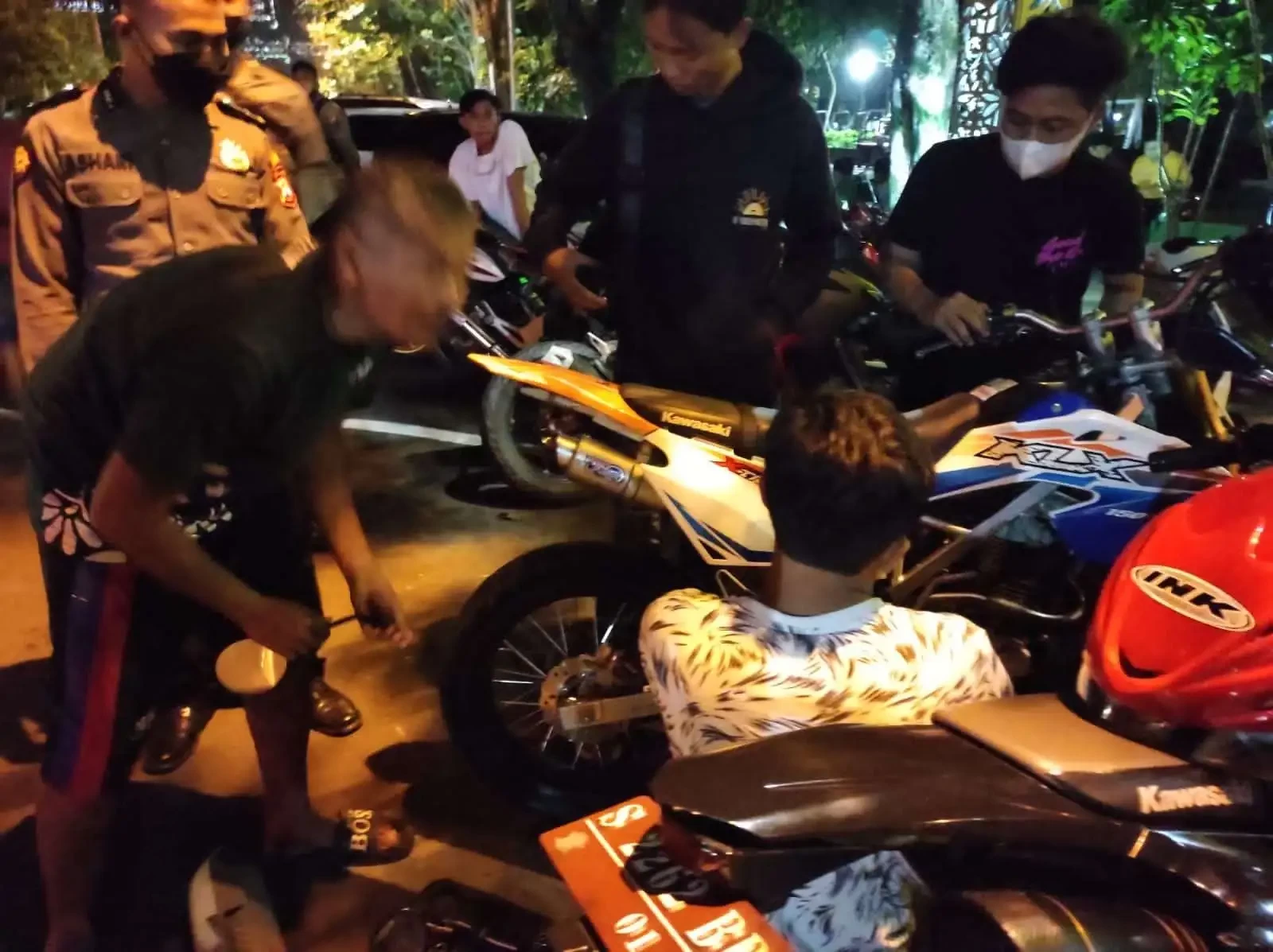 Polres Bojonegoro mengamankan puluhan motor brong saat malam takbiran. (Foto: Dok Polres Bojonegoro)