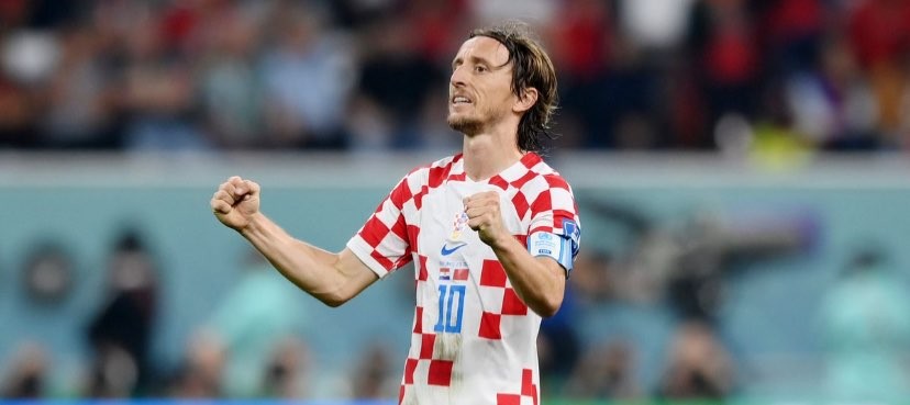 Kapten Kroasia, Luka Modric merayakan kemenanga pada partai perebutan tempat ketiga atas Maroko (Foto: Twitter/@FifaWorldCup)