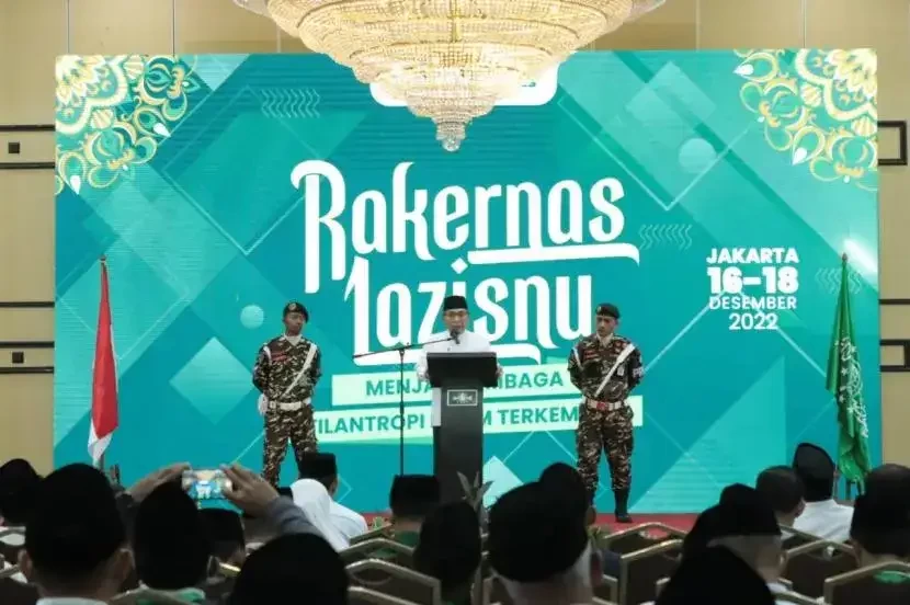 Gus Yahya pada Rapat Kerja Nasional (Rakernas) LAZISNU Tahun 2022 di Hotel Golden Boutique Kemayoran, Jakarta Pusat. (Foto:laziznu)