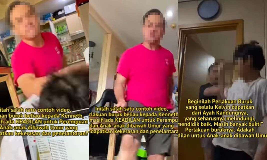 Tangkapan layar aksi kekerasan dalam rumah tangga (KDRT) dilakukan seorang ayah terhadap anak kandungnya. (Foto: Instagram)