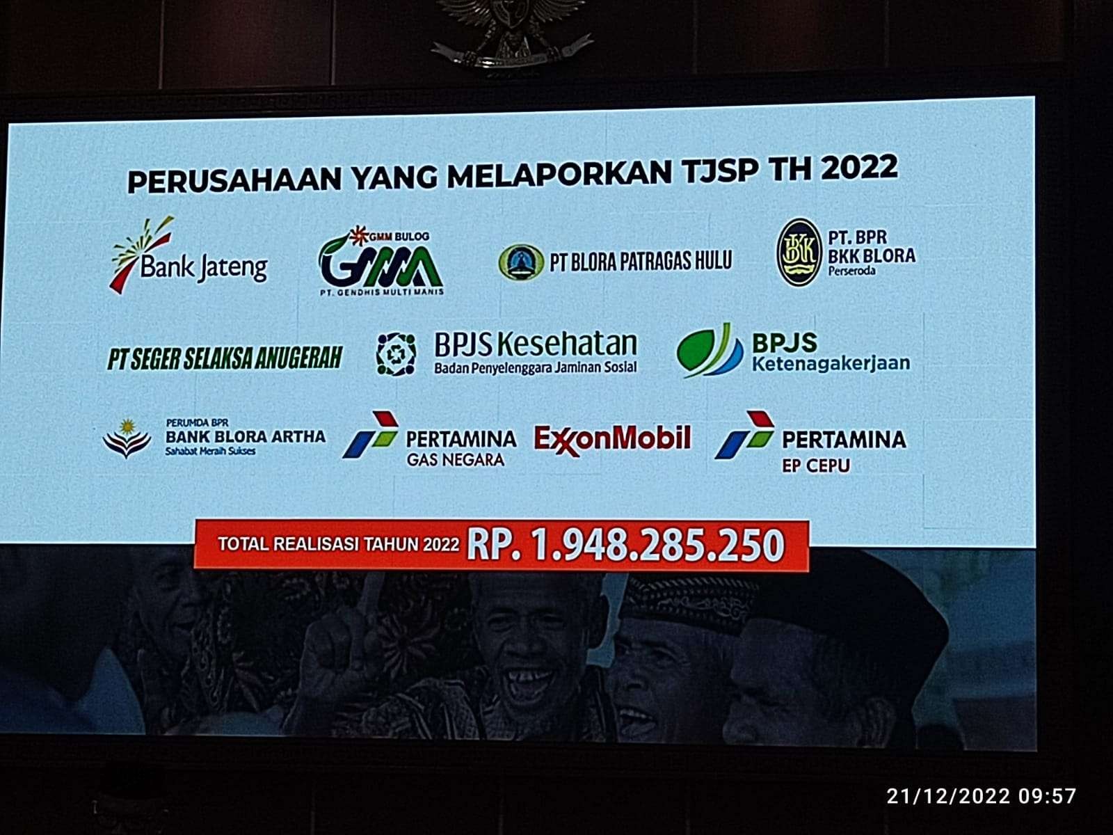 Berikut cuplikan daftar perusahaan yang melaporkan realisasi CSR di Blora (Ahmad Sampurno/ Ngopibareng.id)