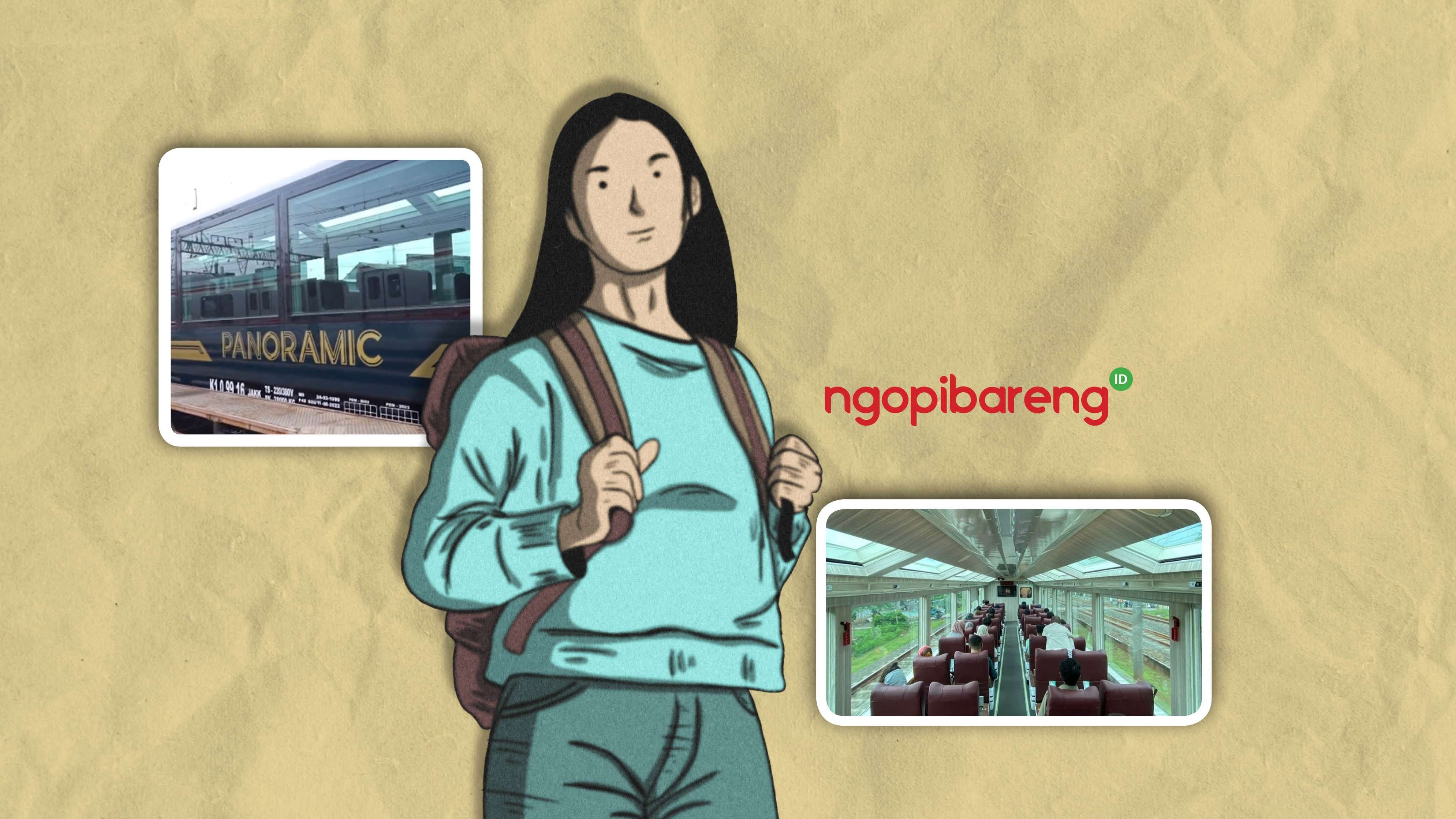 Kereta api Panoramic Inovasi PT KAI untu liburan Natal dan Tahun Baru. (Ilustrasi: Fa Vidhi/Ngopibareng.id)