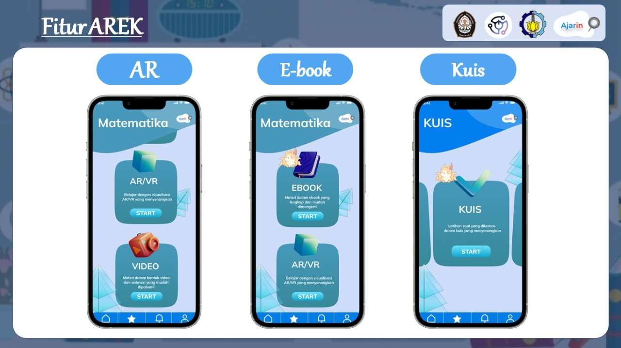 Prototype Ajarin, gagasan tim ITS yang memiliki fitur bernama AREK (AR-VR, E-Book, dan Kuis). (Foto: Dokumentasi Humas ITS)