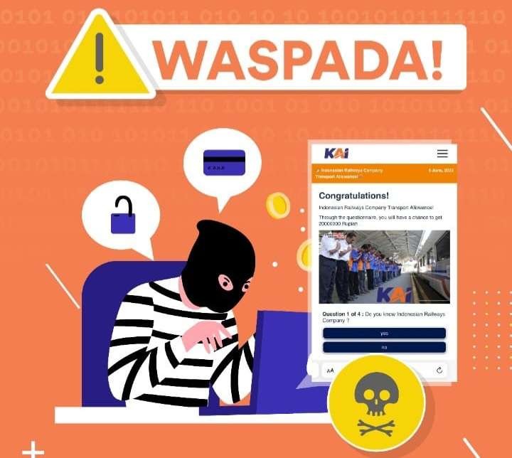 Waspada penipuan tiket KAI promo lewat link. (Foto: PT KAI Daop 8)